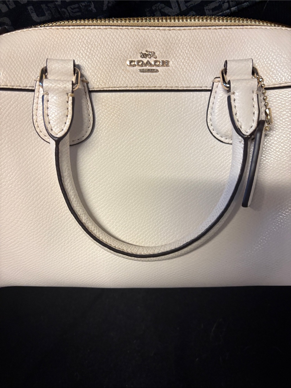 Coach White Pebbled Leather Satchel with Gold Hardware